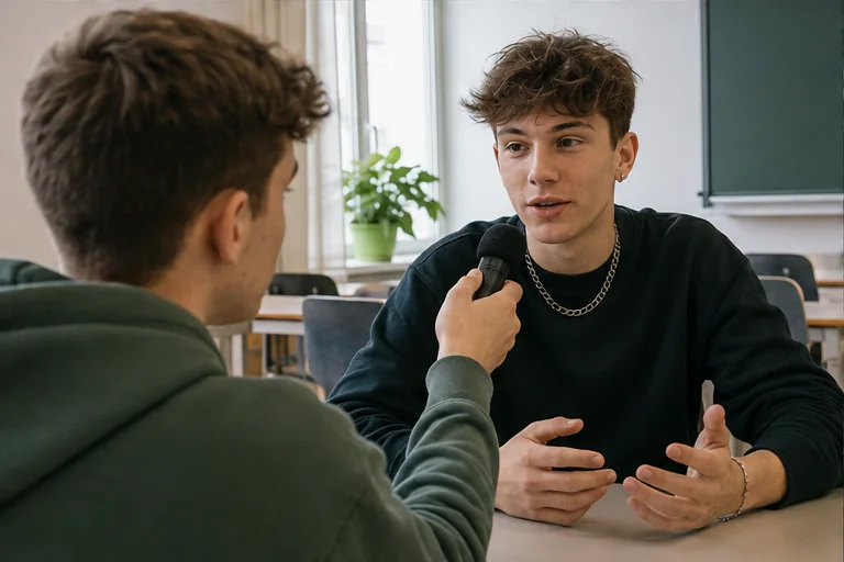 Junge Schülerin spricht im Interview über ihren Schulalltag